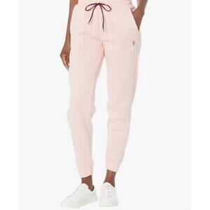 U.S. Polo Association Women’s Patch Pocket Joggers Athleisure Comfy Pink Medium